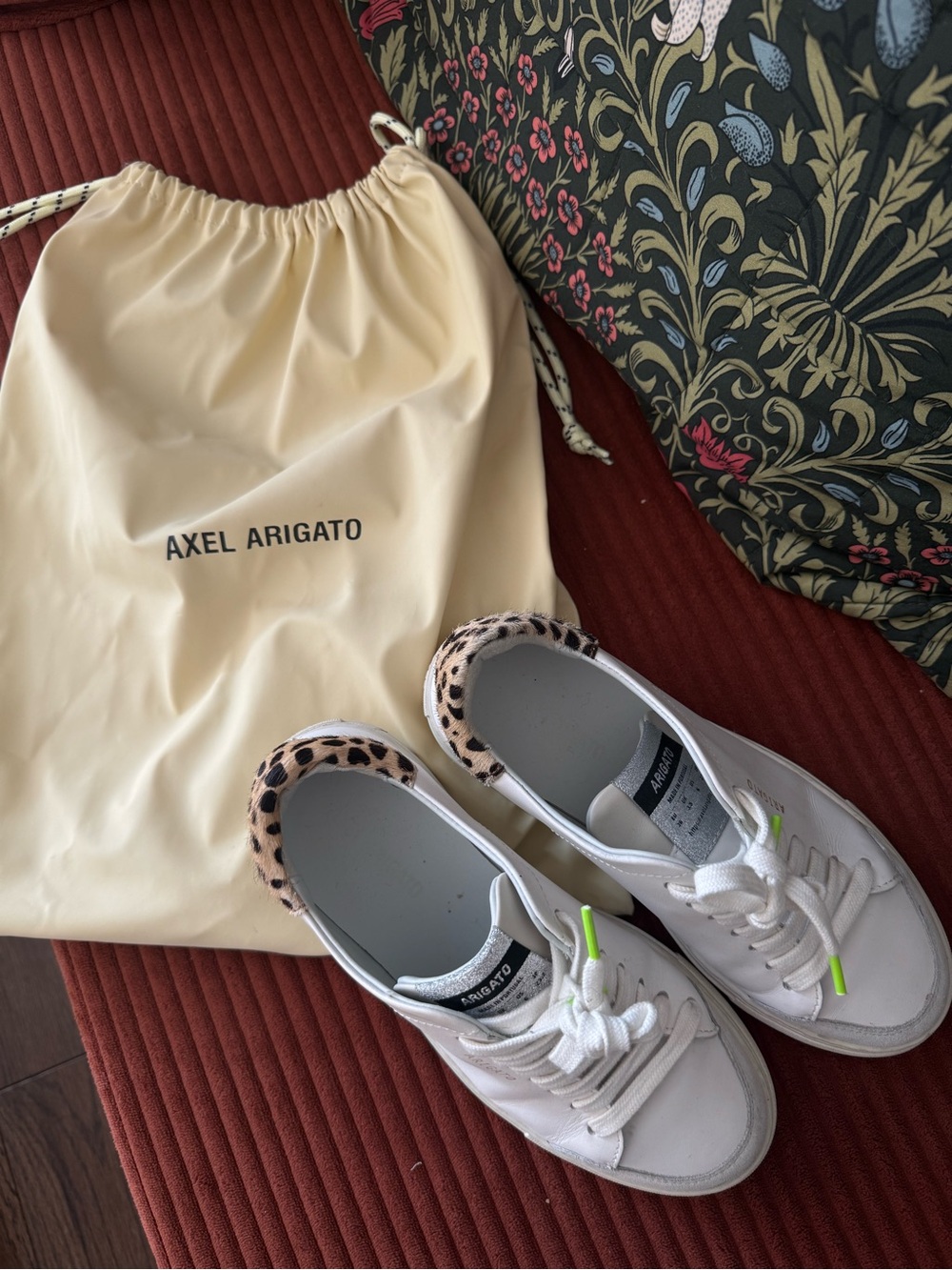 Axel Arigato White Leopard Leather Sneakers Size 6 (Orig $340)